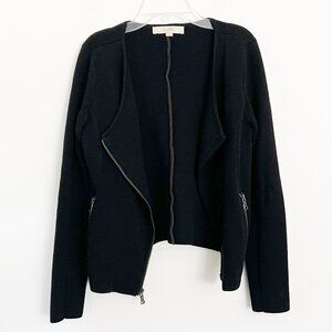 LOFT // black soft knit moto jacket XS